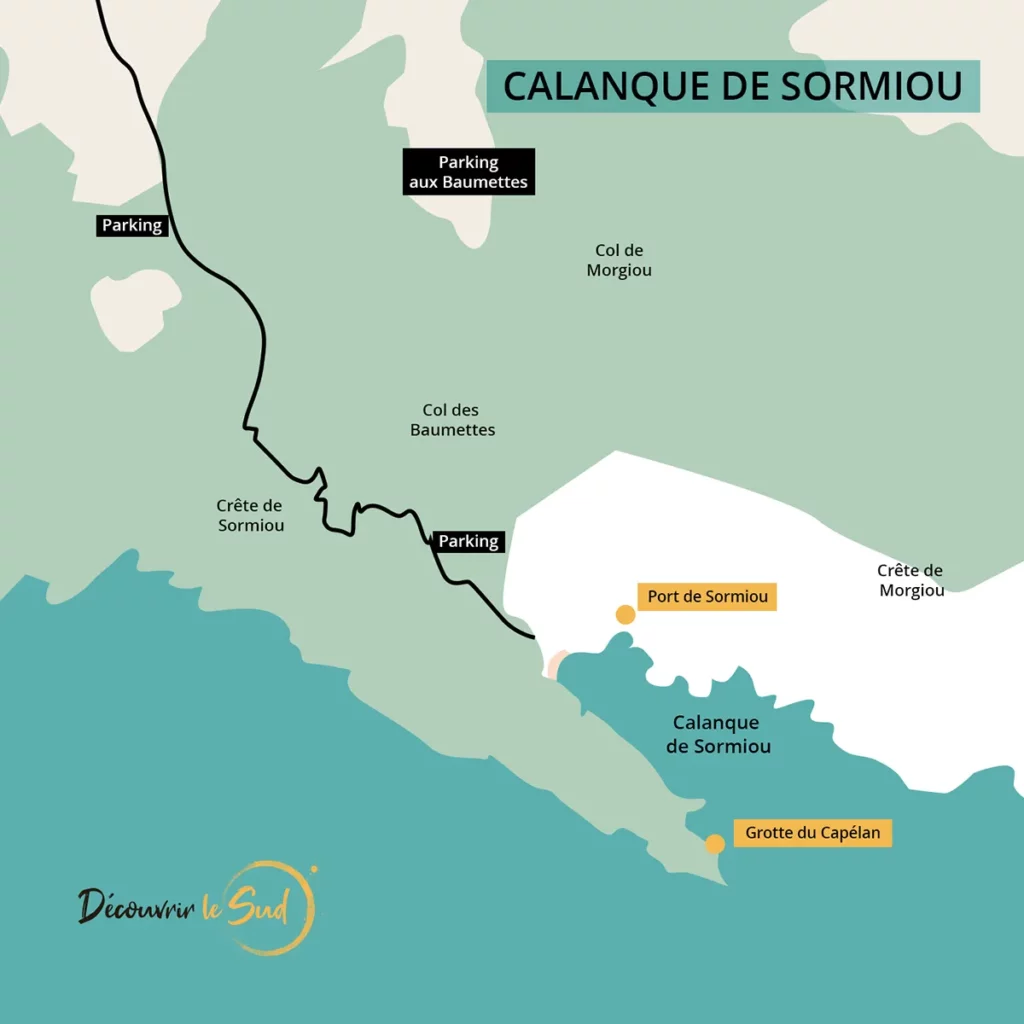 Carte de la calanque de Sormiou à Marseille