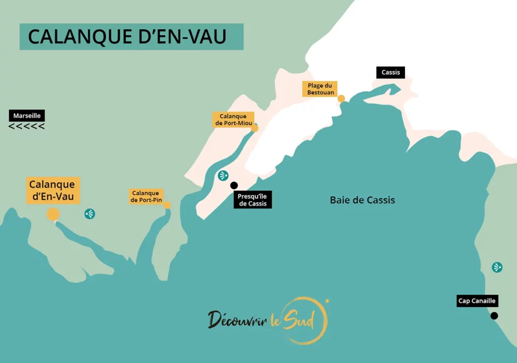 Carte de la calanque d'En-Vau et ses points d'intérêt