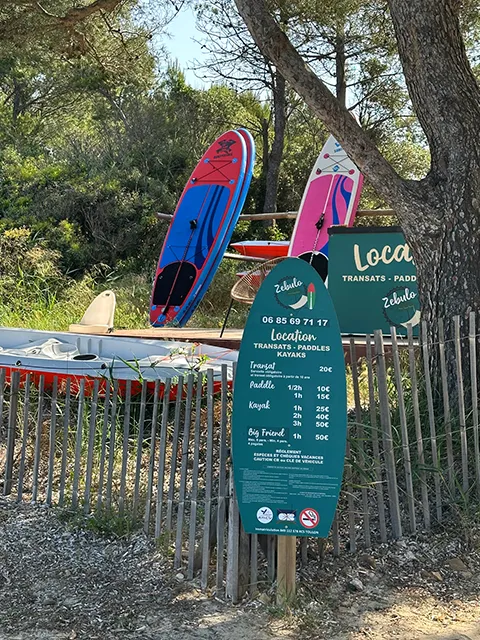 Location de canoë/paddle à la plage de l'Estagnol