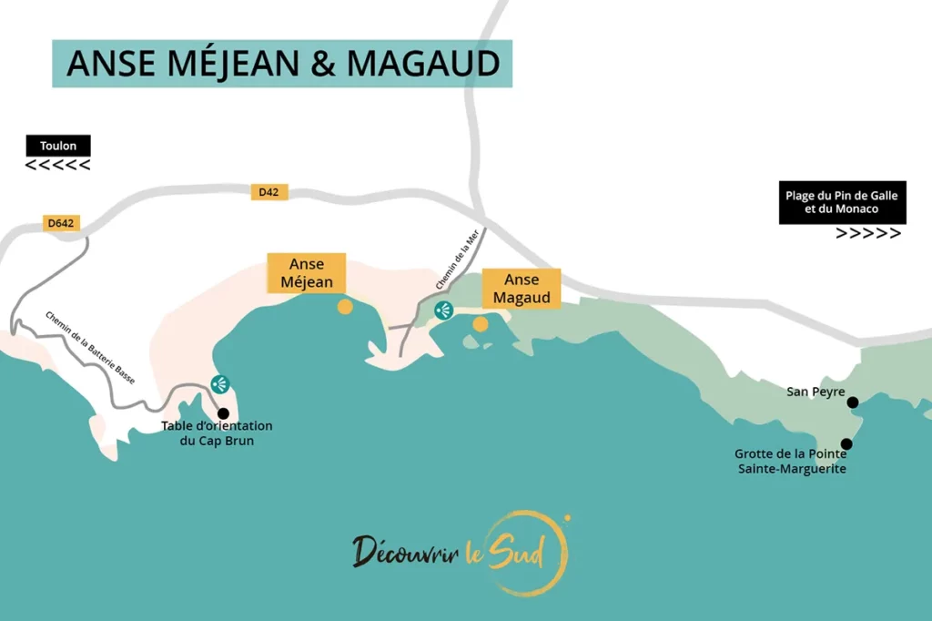 Plan de l'anse Méjean et l'anse Magaud à Toulon-La Garde
