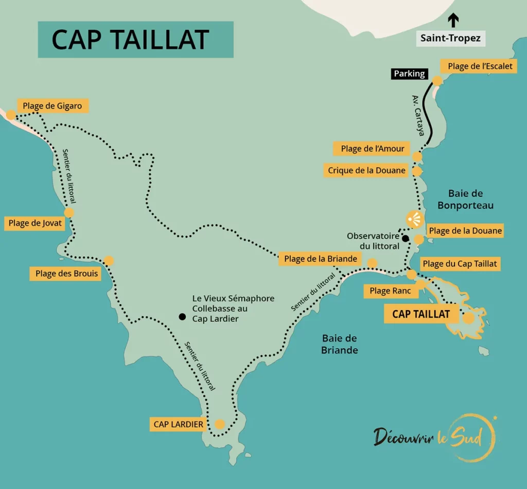 Carte du Cap Taillat, entre randonnées et belles plages